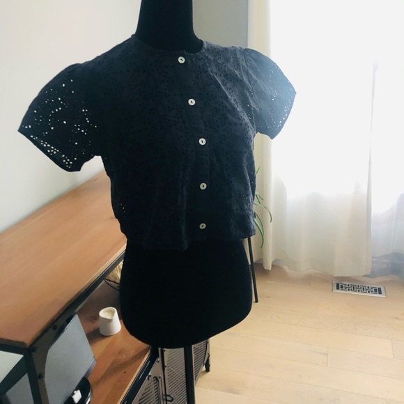 Cropped Eyelet Blouse - Picture 1 of 5